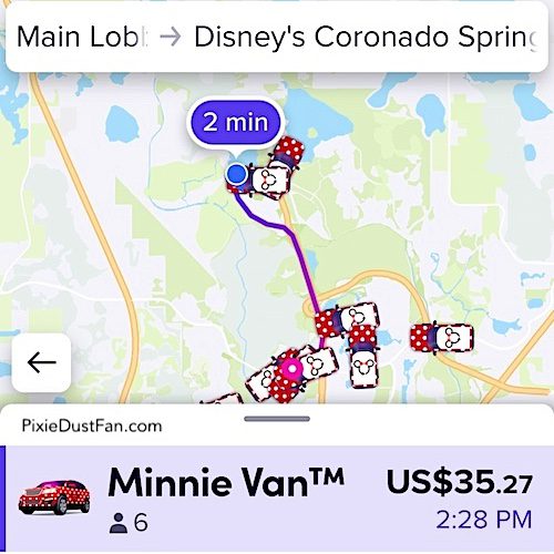 How much does a Minnie Van Cost in Walt Disney World?