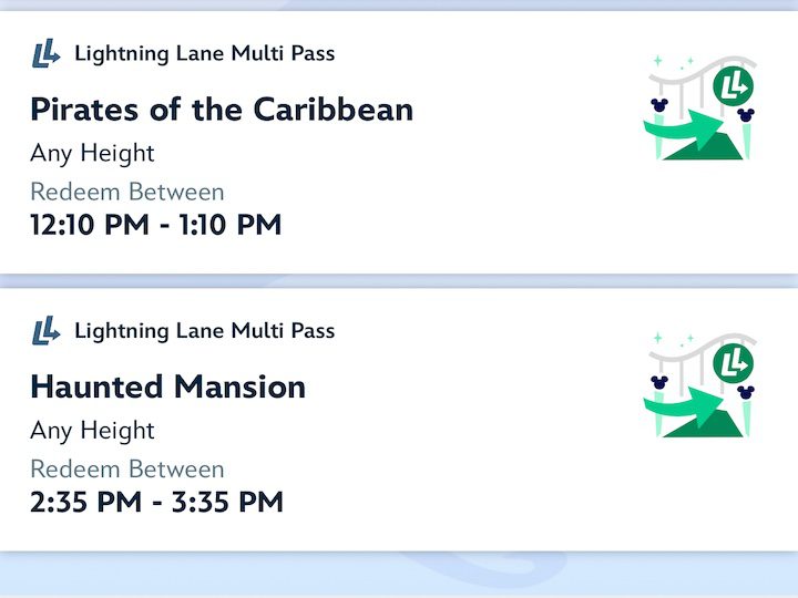 Lightning Lane Multi Pass Selections